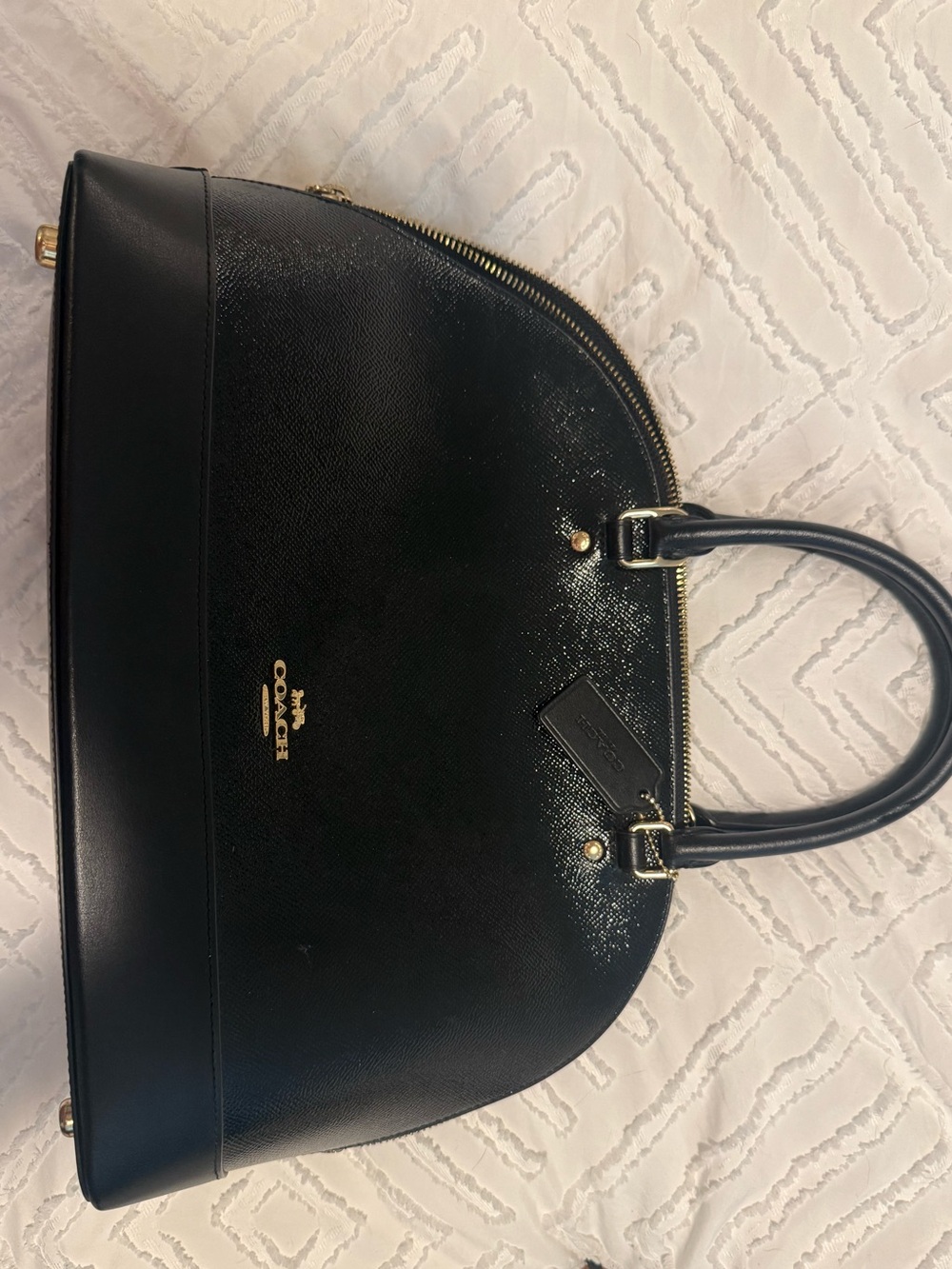 Coach Black Dome Satchel with Gold Hardware